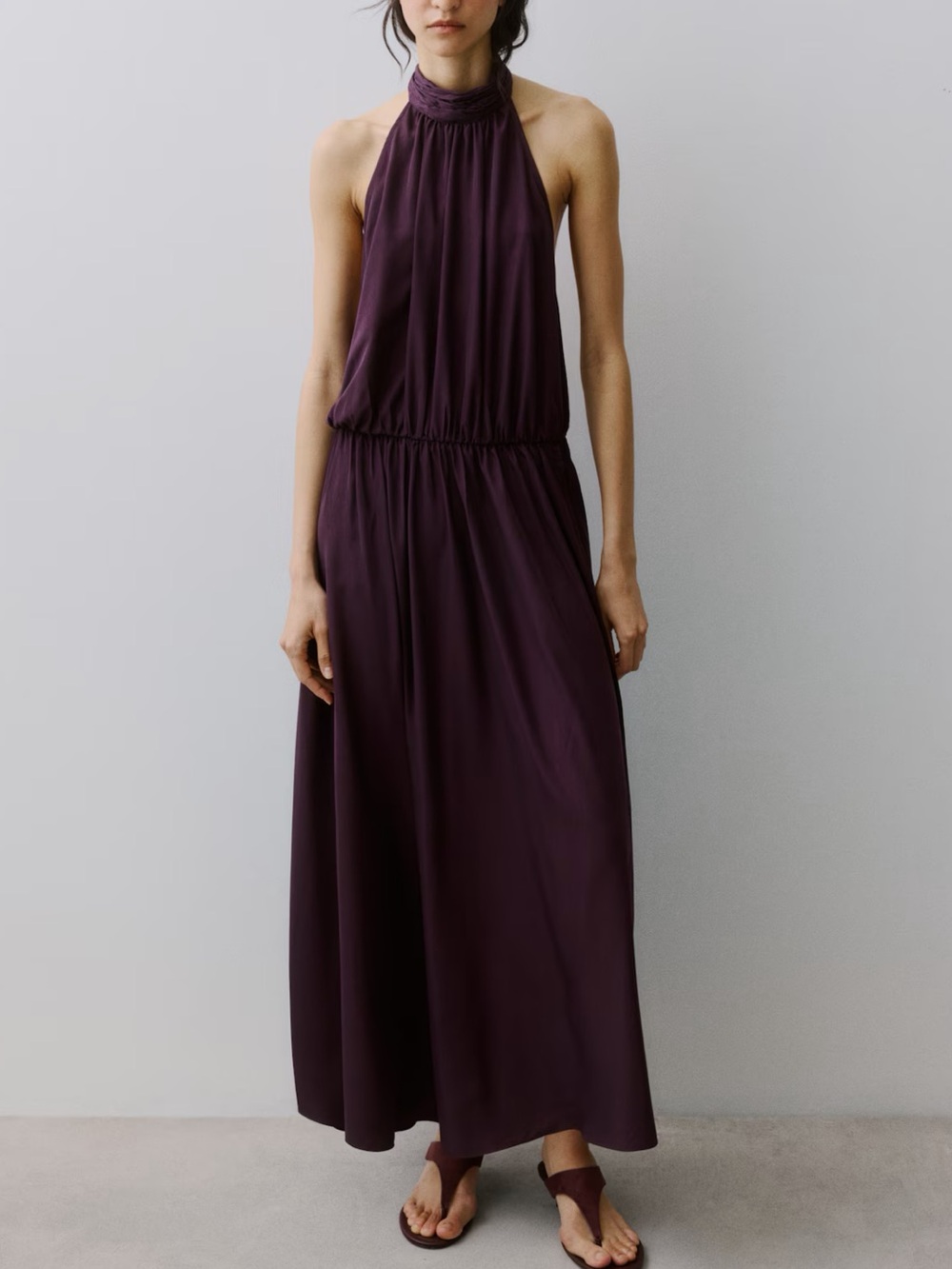 H&M deep plum halter neck Sleeveless l Maxi Dress open back